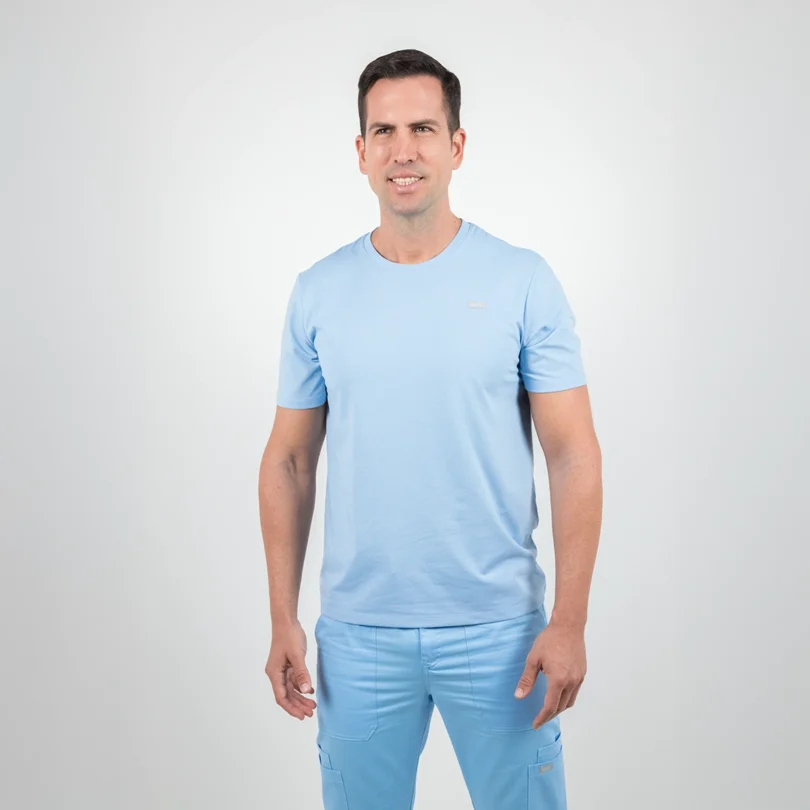 Eddie - Camiseta Médica Antibacteriana Manga Corta de Hombre Serene Blue